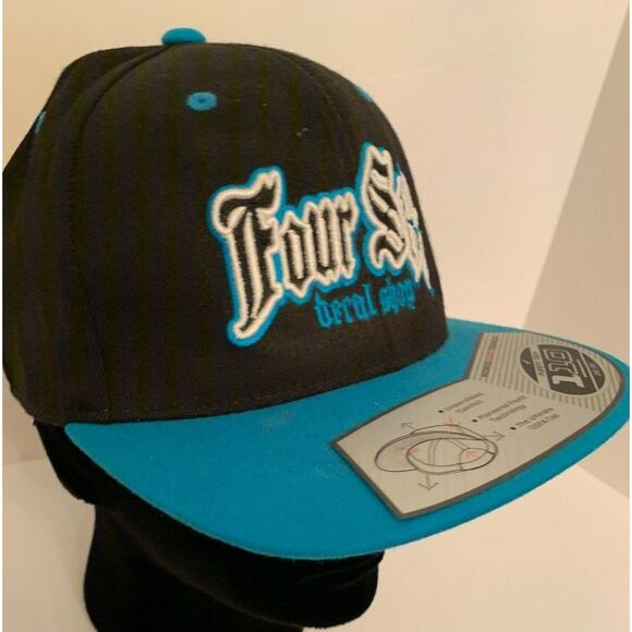 Four Star Decal Shop Black Teal Snapback Hat Cap New - Picture 2 of 8
